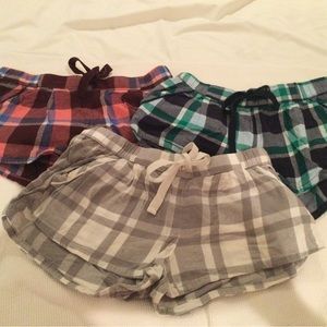 Three pairs of Aerie Flannel Sleep Shorts - small